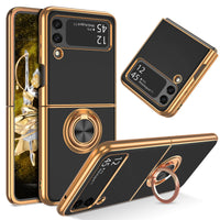 1 x RAW Customer Returns GUAGUA Samsung Galaxy Z Flip 3 5G Case, 360 Ring Holder Slim Shockproof Kickstand Magnetic Holder Car Mount Women Men Non-Slip Phone Case Black Gold - RRP €40.0