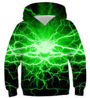 1 x RAW Customer Returns Belovecol Teens Hoodie 3D Hoodie Boys Girls Lightweight Hoodie Funny Print Pullover with Drawstring Pockets Green Lightning 11 12 13 Years - RRP €25.7