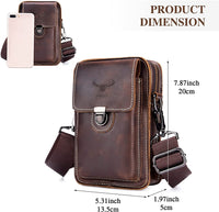 1 x RAW Customer Returns BAIGIO Cell Phone Case Leather Vintage Belt Bag Men s Hip Bag Small Shoulder Bag Crossbody Bag Retro Style Brown  - RRP €28.8