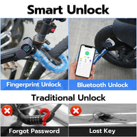 1 x RAW Customer Returns Electronic Bicycle Lock eLinkSmart Chain Lock Fingerprint with Phone App iOS Watch 100cm Length Waterproof Keyless Cable Lock Authorized Remote Unlocking Blue - RRP €35.39