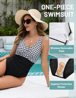 1 x RAW Customer Returns UMIPUBO Women s Swimsuit Tummy Control Push Up Swimwear Sexy V Neck Monokini Large Size One Piece Swimsuits with Underwire Swimwear Black White, XXL  - RRP €33.99