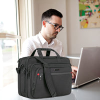 1 x RAW Customer Returns VANKEAN Laptop Bag for Men Women, Fits up to 17.3 inch Laptop Expandable Premium Laptop Briefcase Water Resistant Shoulder Bag Computer Bag for Business School-Black - RRP €39.99