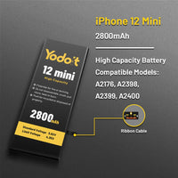 1 x RAW Customer Returns Yodoit 2800mAh Battery for Phone 12 Mini, Upgraded High Capacity Replacement Battery, 0 Cycles for Model A2176, A2398, A2399, A2400 with Full - RRP €14.99