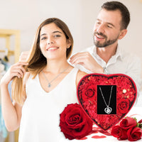 6 x Brand New Eternal Rose with Necklace, Mother s Day Gift Valentine s Day Gifts Birthday Gift Christmas Gift for Her, Girlfriend, Wife, Mom Hand Preserved Wedding White Diamonds  - RRP €179.94