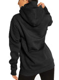 1 x RAW Customer Returns TrendiMax Women s Hoodie Long Sleeve Sweatshirt Winter Pullover High Collar Sweat Jacket Hooded Jumper Black L - RRP €39.13