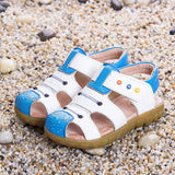 1 x Brand New SMajong Closed Toe Sandals Boys Girls Shoes Soft Leather Flat Walking Comfortable Flexible Beach Summer Sandals for - RRP €27.98