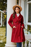 1 x RAW Customer Returns GRACE KARIN Women s Basic Winter Coat Medium Length Coat Elegant V-Neck Outwear Warm Oversized Plain Coat Autumn Winter Women s Coat Red L - RRP €93.23