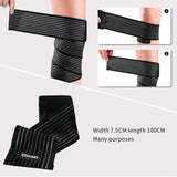 2 x RAW Customer Returns ONTYZZ Knee Brace Support 1 Pair High Elastic Thigh Compression Wrap for Sports Gym Running Squatting Training Wraparound Calf Support Black 180cm - RRP €38.38