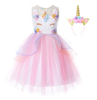 1 x RAW Customer Returns JerrisApparel Unicorn Costume Girl Ruffles Flower Wedding Party Princess Dress 2-3 years, Pink  - RRP €28.99