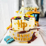 1 x Brand New 4 Year Birthday Candle, Happy Birthday Magician Wizard Candles including Glasses, Lightning, Sorting Hat, Birthday Cake Decoration for Children s Magic Themed Party - RRP €22.8