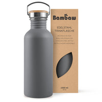 1 x RAW Customer Returns Bambaw Water Bottle 1l Stainless Steel, Non-Insulated Drinking Bottle Blue, BPA Free Drinking Bottle 1l, Hiking Bottle 1l, Metal Bottle 1l Azure Blue - RRP €16.88