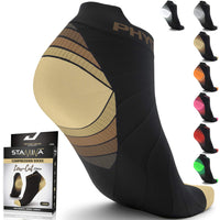 77 x Brand New Physix Gear Sport Running Socks for Men and Women, Best Compression Socks, Ankle Socks for Plantar Fasciitis for Men and Women, 2 Pairs, S M Brown Black - RRP €1663.2