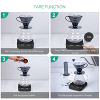 1 x RAW Customer Returns ORIA Digital Coffee Scale with Timer, 3kg 0.1g Precision Kitchen Scale, Type-C Rechargeable Coffee Scale with LED Display, g oz ml, Tare, Multifunctional Scale for Coffee, Cooking, Baking - RRP €23.06