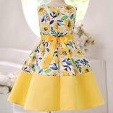 1 x Brand New SEAUR Dress Girls Festive Retro Birthday Party Prom Elegant Ribbon Bow Fluffy Stage Show Strap Dress Ball Gowns Party Dress Girl Dress Yellow - RRP €27.6