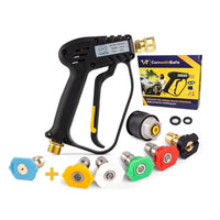 1 x RAW Customer Returns High pressure cleaner gun 4000 PSI and 6 nozzles quick connection car wash gun - M22 14mm interface, compatible Karcher K1-K7 adapter, 2 water filters and guide included - RRP €35.69