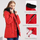 1 x RAW Customer Returns Vancavoo Women s Winter Jacket Jacket with Hood Coat Parka Coats Medium Length Thickened Warm Faux Fur Hoodie Outdoor, Red XL - RRP €57.98