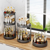 1 x RAW Customer Returns JOUING Rotating Plate Organizer Spice Rack Rotating 2 Tier Metal Lazy Susan for Cabinet Rotating Spice Rack for Kitchen Organizer for Cosmetics, Bathroom Black  - RRP €19.99