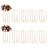 1 x RAW Customer Returns Nuptio 10 Pieces Wedding Centerpieces Gold Vases 60cm Height Flower Stand Floor Metal Column Vase Geometric Centerpiece Stand Rectangular Display Wedding Party Decoration - RRP €214.03