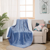 1 x RAW Customer Returns SOCHOW Sherpa blanket slate blue two-sided blankets, cuddly blankets, extra thick warm sofa blanket couch blanket made of Sherpa, 220 x 240 cm super fluffy fleece blanket as a sofa throw or living room blanket - RRP €47.59