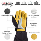 1 x Brand New SKYDEER Waterproof Winter Gloves for Men and Women, Deerskin and Thin Insulation 150G 3M for Skiing Cold Weather Work SD8648T XL  - RRP €38.35