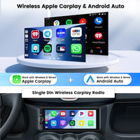 1 x RAW Customer Returns Hikity Wireless CarPlay 1 DIN Bluetooth Car Radio with 6.9 Inch Touch Screen 1 DIN Autoradio with Android Auto Wireless FM EQ USB Type-C Mirror Link Mic Rear View Camera - RRP €109.99