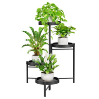 1 x RAW Customer Returns iDavosic.ly Plant stand flower pot stand metal with 4 levels, multi-storey plant shelf flower shelf plant stairs for room corner, living room, balcony, terrace, yard 4-layers, black  - RRP €40.33