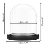 1 x RAW Customer Returns Belle Vous Decorative Glass Dome with Plate Wooden Base Black - 17 cm - Clear Decorative Glass Display Case with Tray for Fairy Lights Cake Dome Glass, Table Decorations and Antiques - RRP €22.7