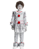 1 x Brand New IKALI Kids Clown Costume Halloween Creepy Masquerade Costume Gray Clown Suit Skiller for Boys and Girls 3-10 Years - RRP €25.28