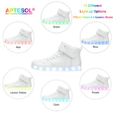 1 x RAW Customer Returns APTESOL Children s LED Shoes High-Top Light Flashing Sneakers USB Charging Shoes for Boys and Girls White, EU38  - RRP €37.3