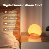 7 x RAW Customer Returns REACHER Wood Grain Sunrise Light Alarm Clock Night Light and Sound Machine, Digital Dimmable Clock for Bedroom, 26 Sleep Sounds, White Noise Machine for Baby, Adults, Light Alarm Clock for Children - RRP €330.26