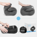 1 x RAW Customer Returns HOMIEE Travel Neck Pillow, Cervical Collar for Plane Train and Car, Viscoelastic Cervical Cushion, with Plugs, Eye Mask and Bag - RRP €27.99