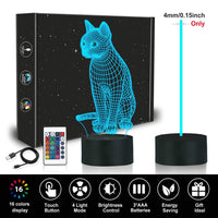 1 x RAW Customer Returns CooPark Cat Lamp Gifts, Meow 3D Illusion Optical Desk Night Light with 16 Colors Changing Remote Control Dimmable, Christmas Birthday Home Bedroom Decor for Kids Boy - RRP €19.99