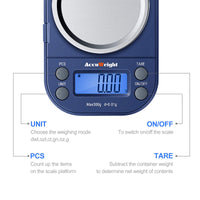 1 x RAW Customer Returns ACCUWEIGHT 300 0.01g precision scale letter scale gram scale pocket scale for jewelry, spices precision scale with counting function, tailored weighing bowl - RRP €14.14