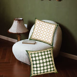 1 x Brand New showyond cushion cover 45x45 green velvet luxury style, cushion covers 45 x 45 set of 2, geometric pattern cushion cover 45x45 green, premium soft decorative cushion living room, grid vintage sofa cushion covers - RRP €20.4