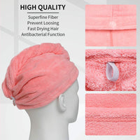 1 x RAW Customer Returns ACWOO Hair Turban Towel, 3 Pack Turban Hair Drying Towel Hair Turban with Button, Head Scarf Towel for Long Hair, Quick-Drying Microfiber Towel Hair Towels - RRP €10.36