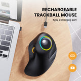 1 x RAW Customer Returns ProtoArc EM03 Wireless Trackball Mouse Bluetooth, RGB Wireless Trackball Mouse with Finger Control, Rechargeable Ergonomic Mouse, Multi-Devices, Compatible with iPad, Mac, Windows - RRP €59.48