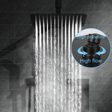 1 x RAW Customer Returns Rainsworth 12 inch luxury rain shower anti-limescale rain stainless steel shower head rain shower square built-in shower heads shower head waterfall rain shower head, matt black - RRP €51.42