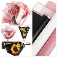 1 x RAW Customer Returns LEWITORS 60 Flower Wrapping Paper, Elegant Flower Paper Packaging Pink, Black, White, Florist Gift Paper Set Waterproof Bouquet Wrapping Paper with Golden - RRP €28.97