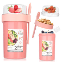 16 x Brand New Lyfeesis cereal cup to go 760ml 230ml, mepal cereal cup for children, 2 in 1 yoghurt cup to go with spoon, cereal bowl, cereal container, cereal box, cornflakes yoghurt to go cup pink  - RRP €326.4