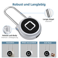 1 x RAW Customer Returns Fingerprint Lock, Eseesmart Lock Strap Long 45mm, Fingerprint Bluetooth Padlock, Waterproof, USB Charging for Gym, School, Employee Locker, Luggage - RRP €29.99