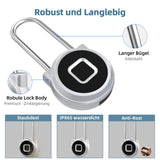 1 x RAW Customer Returns Fingerprint Lock, Eseesmart Lock Strap Long 45mm, Fingerprint Bluetooth Padlock, Waterproof, USB Charging for Gym, School, Employee Locker, Luggage - RRP €29.99