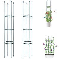 1 x RAW Customer Returns ThxToms 2 pieces garden trellis made of metal core 160CM with 30 plant clips Tomato cage plant support obelisk climbing frame trellis Trellis climbing aid Climbing plants, tomatoes, roses - RRP €40.99