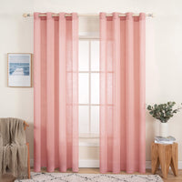 1 x RAW Customer Returns MIULEE Set of 2 Voile Curtains Sheer Linen Curtain with Eyelets Transparent Linen Look Curtain Eyelet Curtain Living Room Window Curtain Translucent Decorative Curtain Bedroom 140 x 260 cm W x H Baby Pink - RRP €34.42