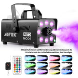 1 x RAW Customer Returns Fog machine, AGPtEK smoke machine with 13 colored LED lights and RGB effect, 500W and 2000CFM with 2 wired and wireless remote controls, perfect for weddings, Halloween and stage shows - RRP €59.0