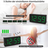 1 x RAW Customer Returns Eachui digital alarm clock battery operated with large numbers, digital alarm clock with LED display, adjustable brightness and volume, snooze, 12 24 hour and DST mode green numbers  - RRP €19.99