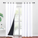 1 x RAW Customer Returns PONY DANCE Thermal Blackout Curtains - White Double Curtains with Eyelets Black Lining 100 Light Blocks Noise Cold Heat 140cm L x 245H Pure White - RRP €54.95