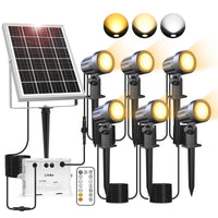 1 x RAW Customer Returns Left solar lamps for outdoors solar spotlights 6 pieces with remote control solar garden light IP66 waterproof dimmable with timing memory function with ground spike solar lights for garden shrubs trees - RRP €57.47