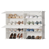 1 x RAW Customer Returns JOISCOPE Shoe Cabinet, DIY Shoe Rack, Modular Shoe Rack with Door, Portable Plastic Shoe Organizer, Storage Rack for Hallway, Bedroom, Entrance White, 2 x 4  - RRP €23.99