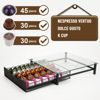 1 x Brand New MaxMiuly Vertuo capsule holder for Nespresso VertuoLine Pods, Dolce Gusto drawers for coffee capsule, coffee capsule drawer holder for storage machine, tempered glass plate glass  - RRP €48.44