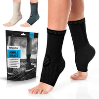 1 x RAW Customer Returns POWERLIX ankle support 2 pieces, professional ankle support for women men, compression socks, foot support for plantar fasciitis, arthritis, ACL, joint pain, heel spur, black, XL - RRP €16.72